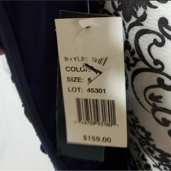 B&A by Betsy and Adam Sequin Lace Bodice Ruched Back Dress - Picture 8 of 8